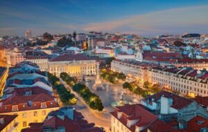 City Centre of Lisbon in the evening