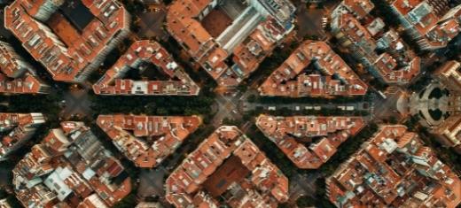Barcelona street aerial view
